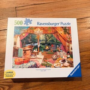 Ravensburger Puzzle - Vibrant Woodland Retreat Cozy Cabin Tent - 500 Pieces